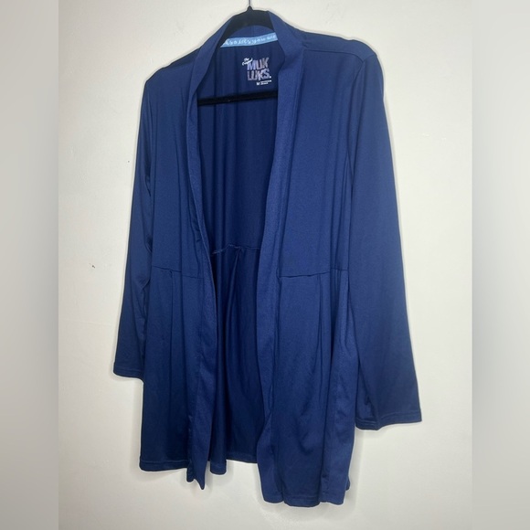 Muk Luks Cardigan Sweater Women's Medium Navy Blue knit Open long sleeve mukluks - Picture 2 of 7